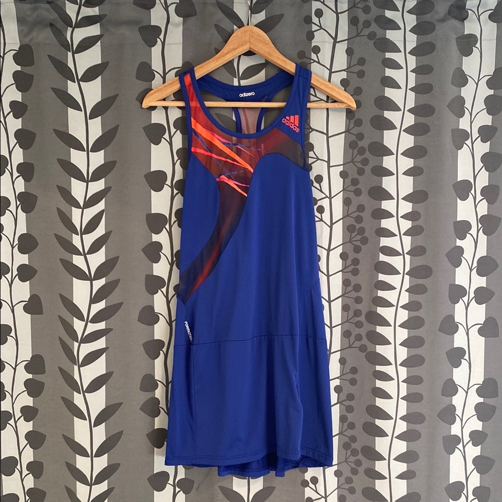 Adidas Adizero Tennis Dress US Medium Blue Orange Mesh Mini Racerback Athletic